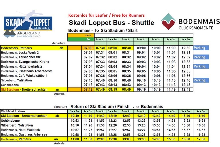 Bus Shuttle kostenlos für Läufer | © Skadi Loppet